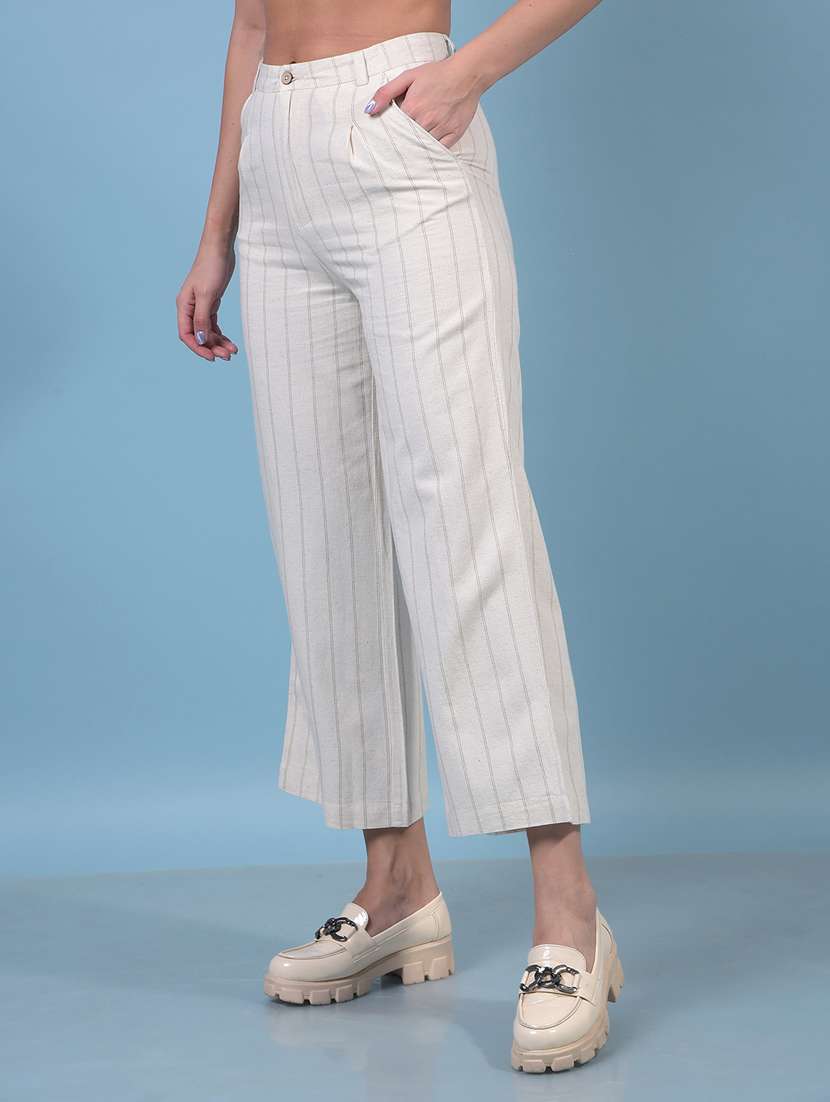 women striped mid rise wide leg trouser - 21934891 -  Standard Image - 1