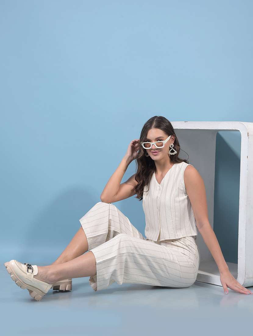 women striped mid rise wide leg trouser - 21934891 -  Standard Image - 4