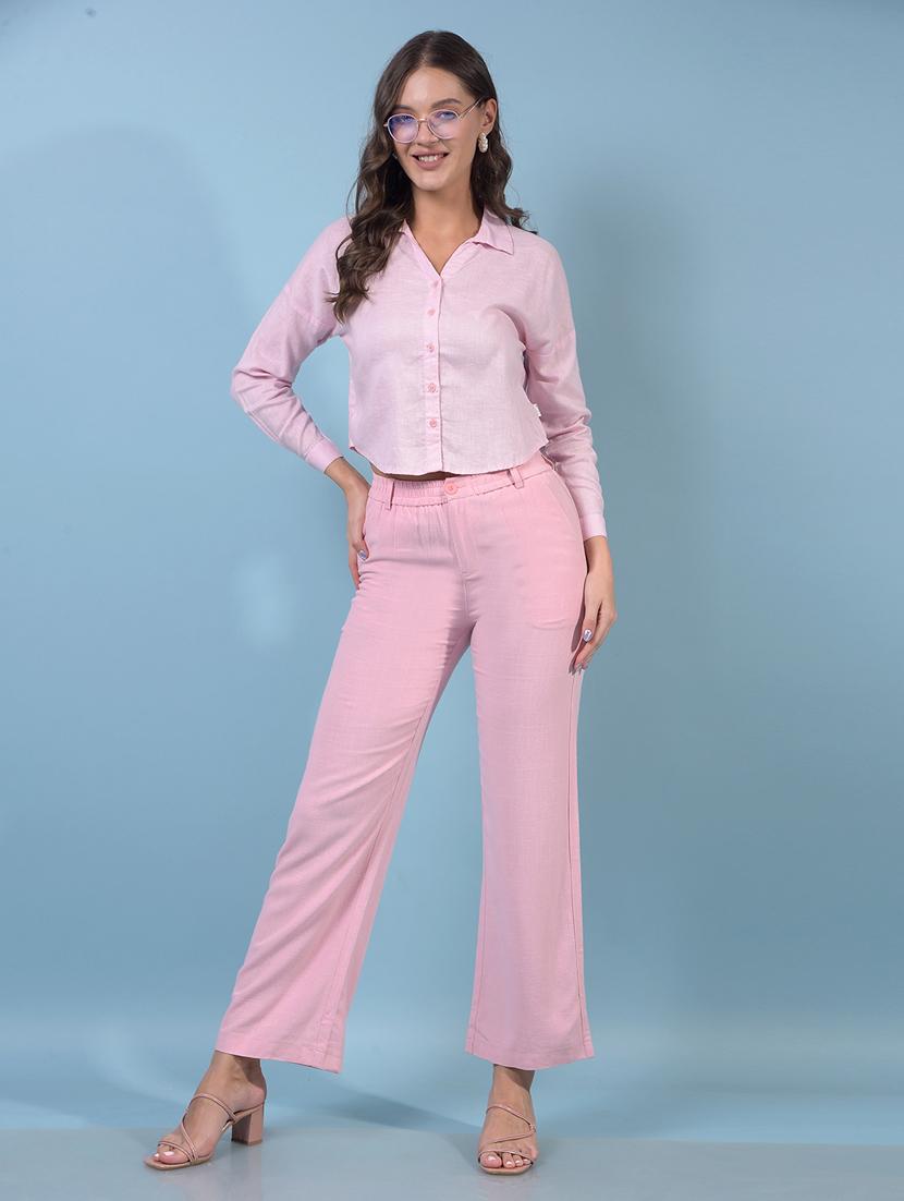 women solid mid rise straight fit trouser - 21934899 - Standard Image - 4