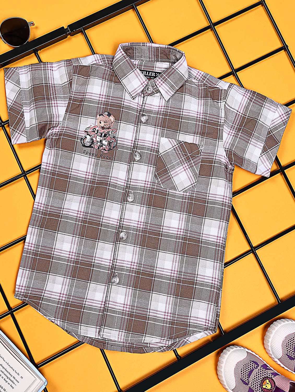 boys pack of 2 checkered short sleeve casual shirt - 21934942 -  Standard Image - 1