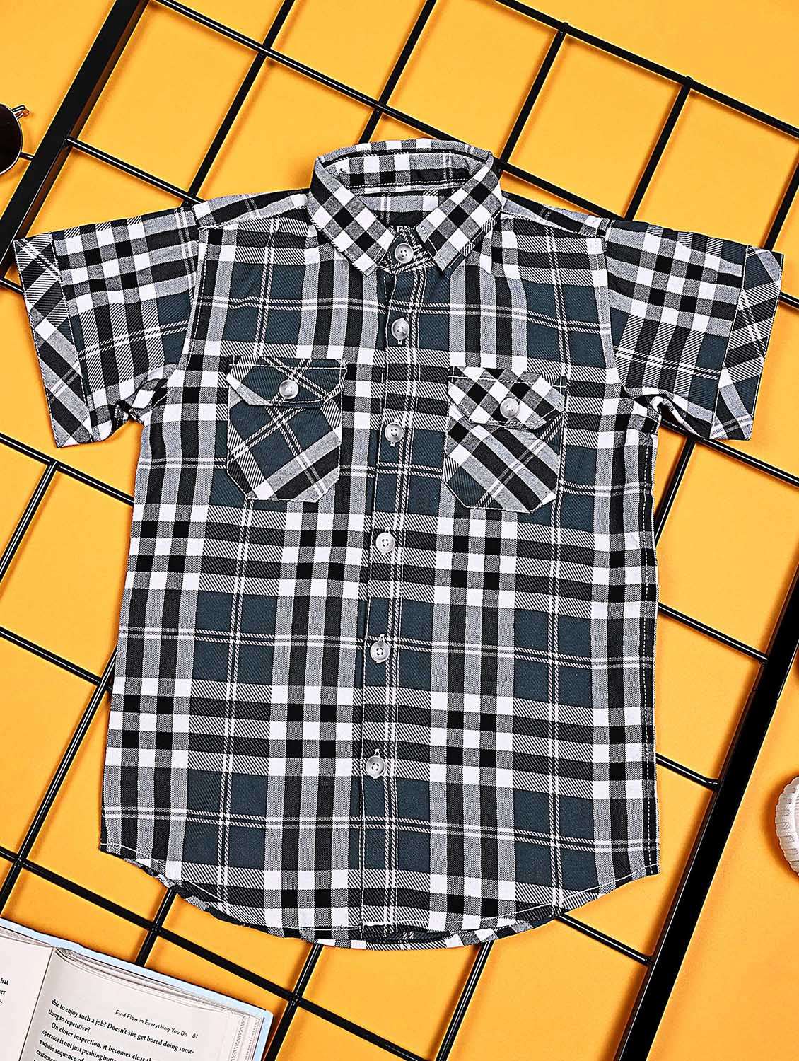 boys pack of 2 checkered short sleeve casual shirt - 21934945 -  Standard Image - 1