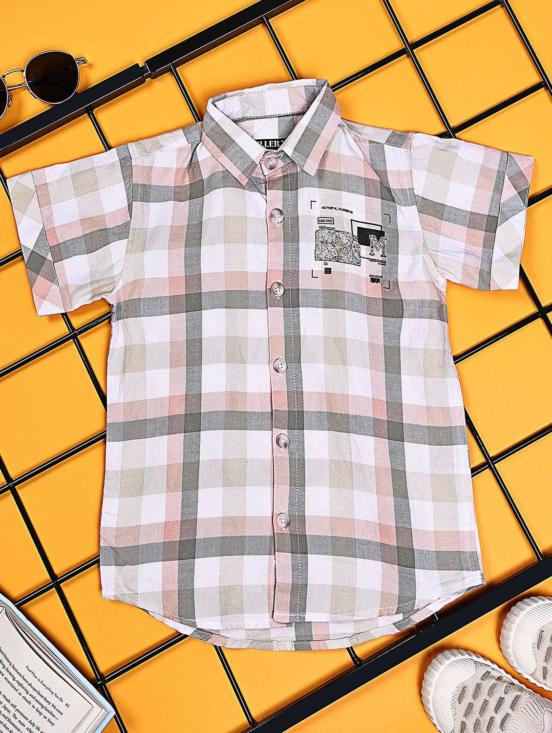 boys pack of 2 checkered short sleeve casual shirt - 21934952 -  Standard Image - 1
