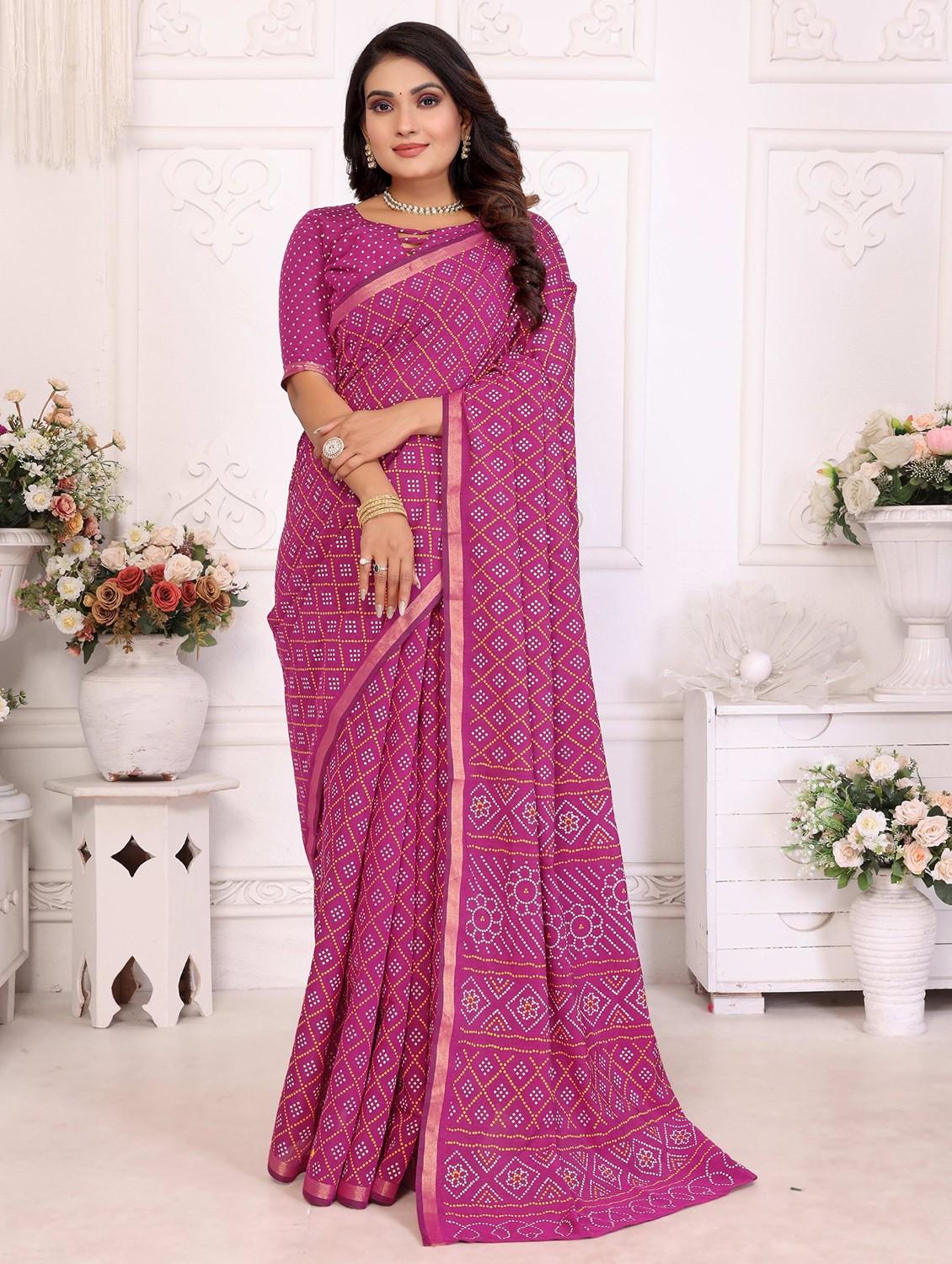women bandhani printed saree with blouse - 21934972 - Standard Image - 1