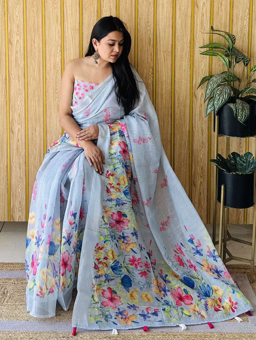 women printed casual wear saree with blouse - 21935038 -  Standard Image - 1