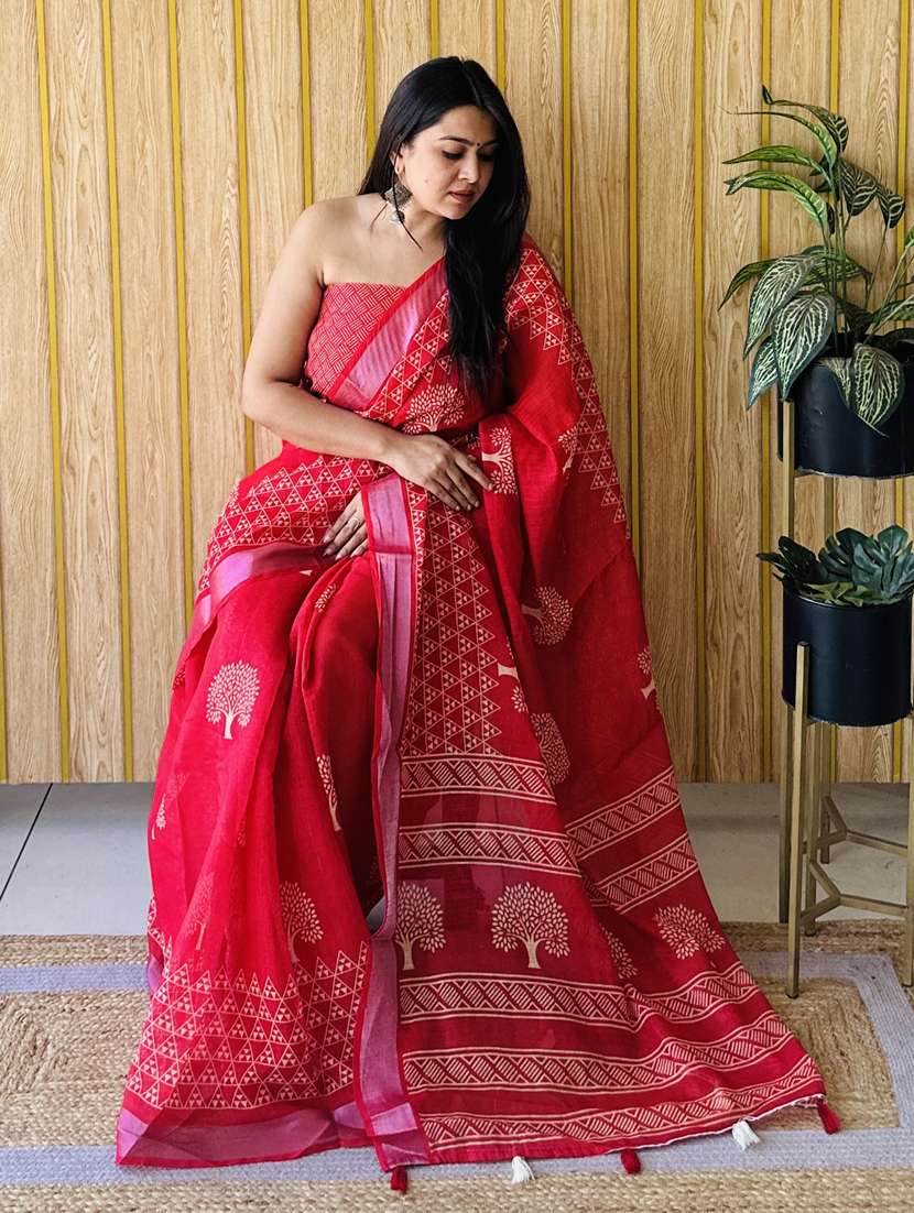 women printed casual wear saree with blouse - 21935049 -  Standard Image - 1