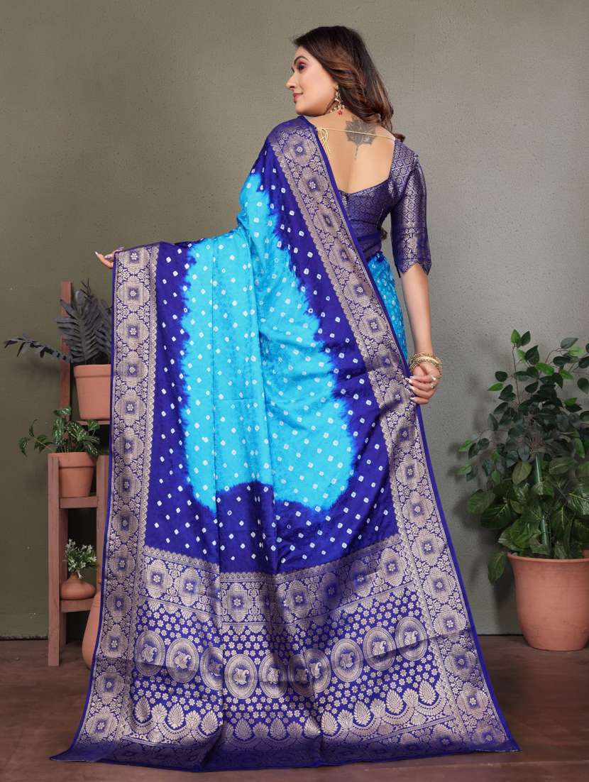 women bandhani bordered saree with blouse - 21935071 -  Standard Image - 1