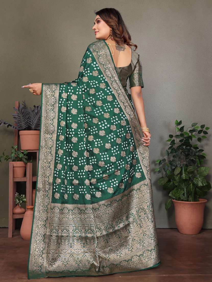 women bandhani bordered saree with blouse - 21935073 -  Standard Image - 1