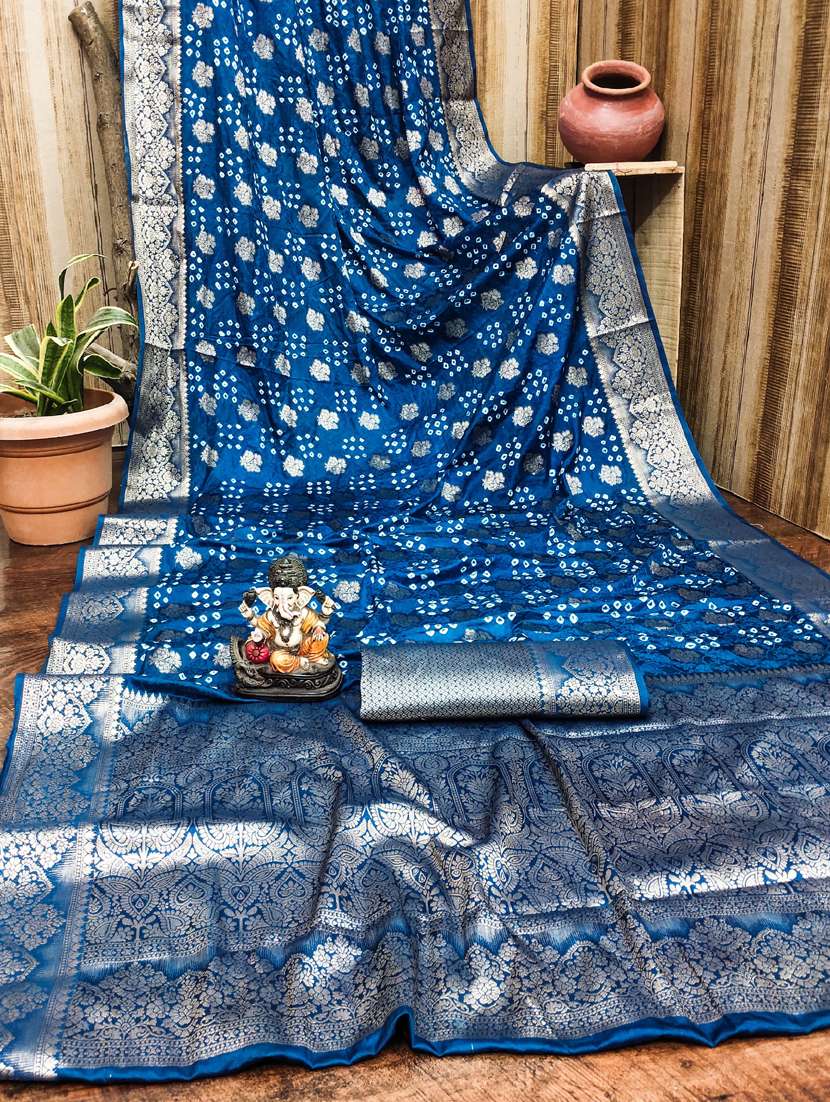 women bandhani bordered saree with blouse - 21935078 -  Standard Image - 4