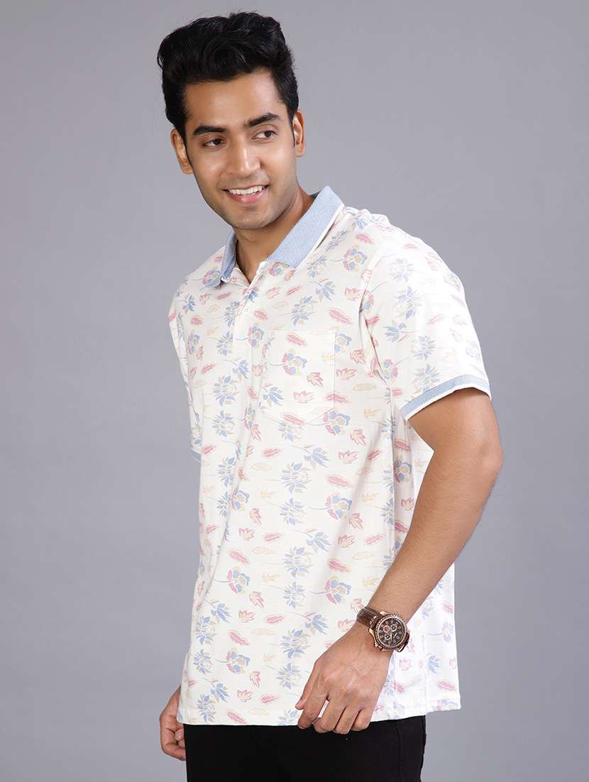 men printed short sleeve regular fit polo t-shirt - 21935209 - Standard Image - 1