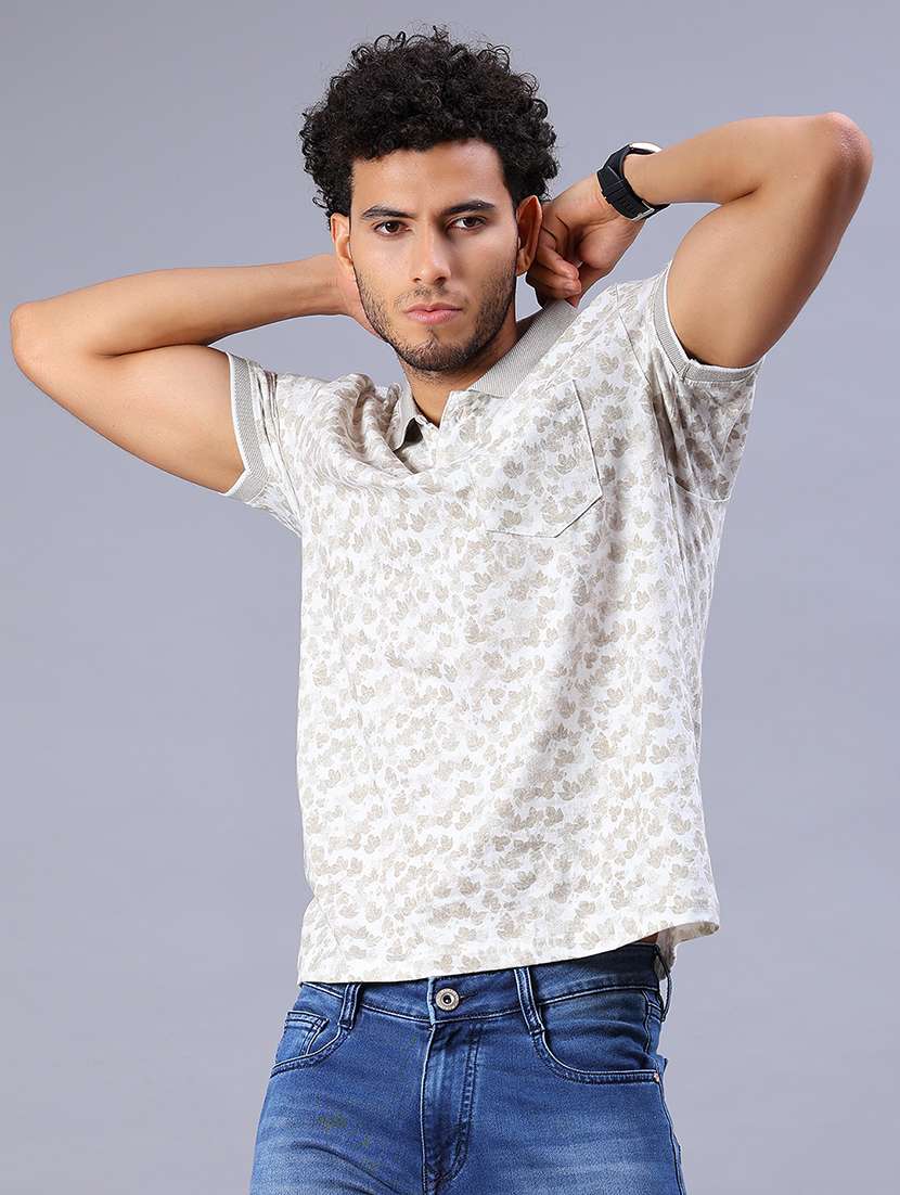 men printed short sleeve regular fit polo t-shirt - 21935210 -  Standard Image - 1
