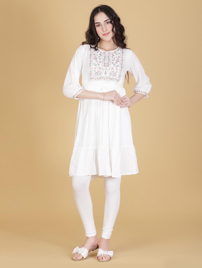 women embroidered three quarter sleeve flared kurta - 21935305 - Zoom Image - 0