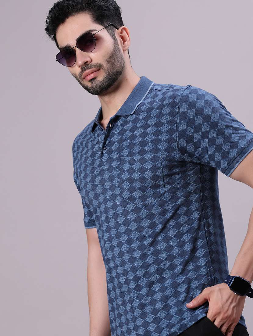 men printed short sleeve regular fit polo t-shirt