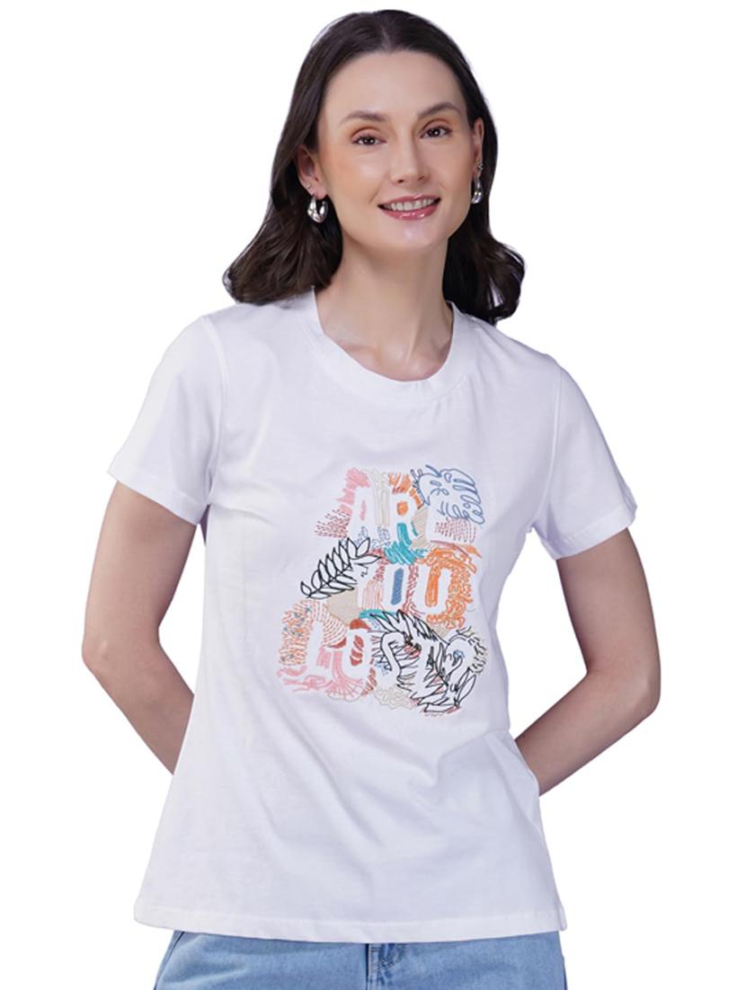 women printed short sleeve regular fit t-shirt - 21935495 - Standard Image - 1