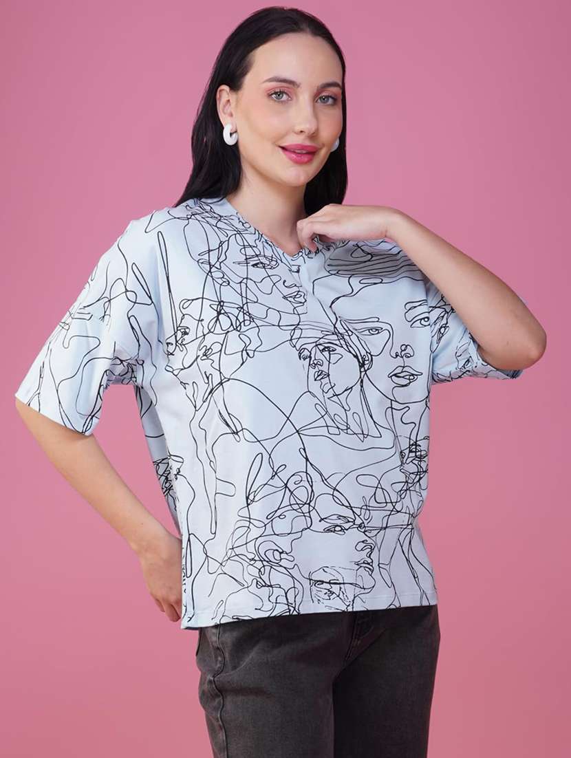 women printed short sleeve loose fit t-shirt