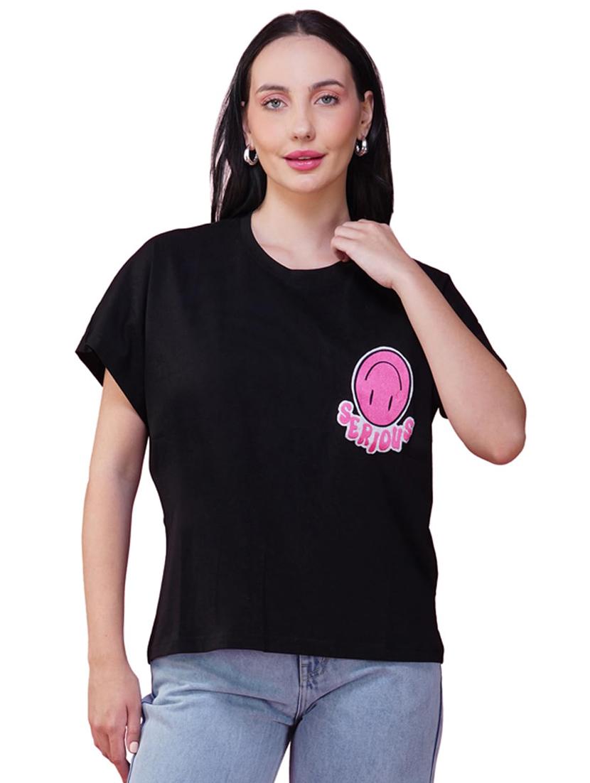 women printed short sleeve loose fit t-shirt - 21935502 - Standard Image - 1