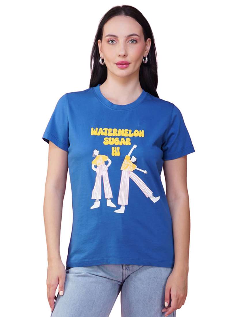 women printed short sleeve regular fit t-shirt - 21935504 -  Standard Image - 1
