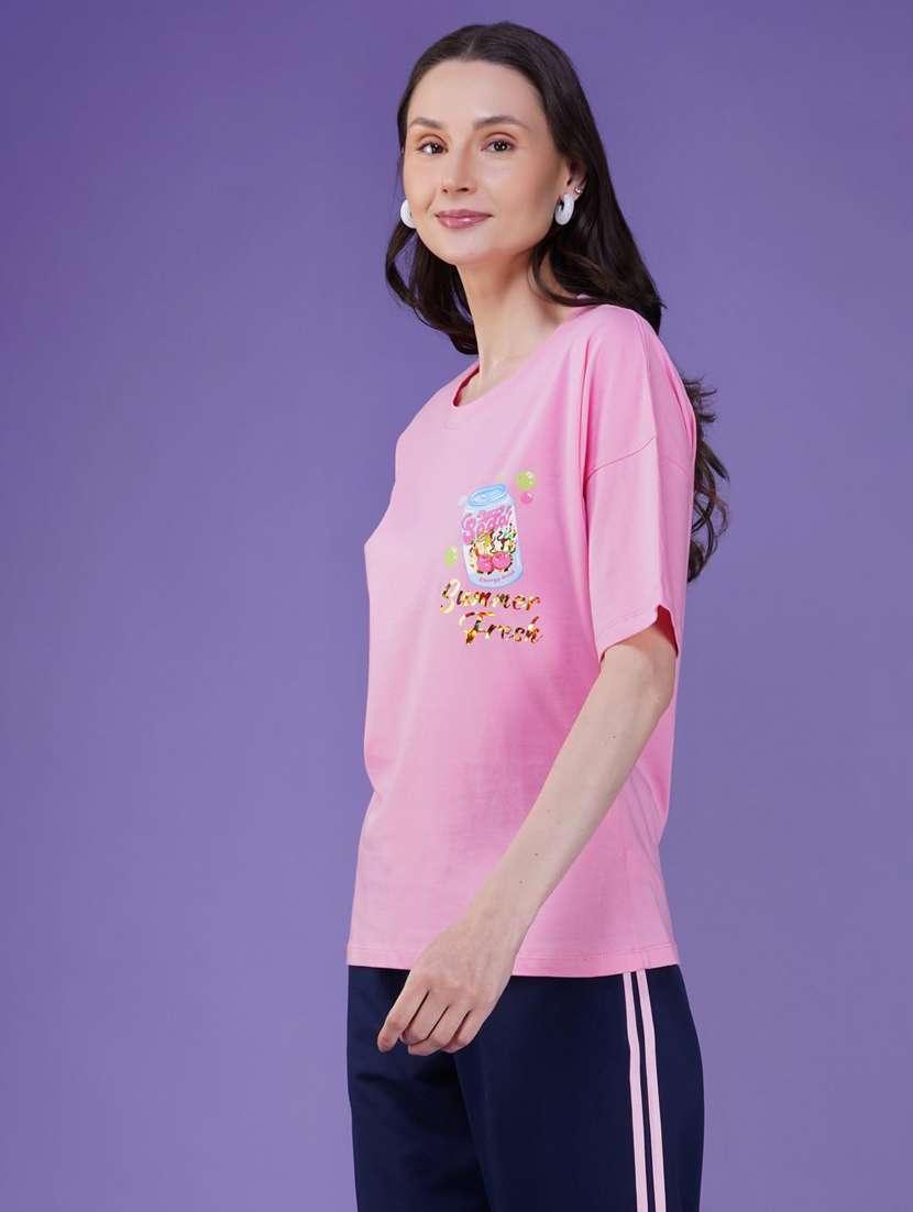 women printed short sleeve loose fit t-shirt - 21935506 -  Standard Image - 1