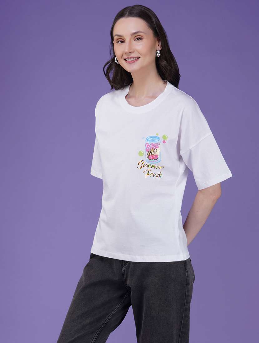 women printed short sleeve loose fit t-shirt - 21935507 -  Standard Image - 1