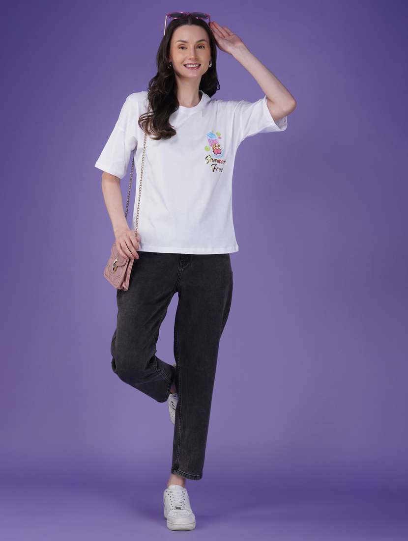 women printed short sleeve loose fit t-shirt - 21935507 -  Standard Image - 4