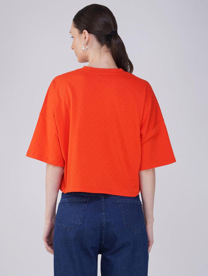 women printed short sleeve regular fit crop t-shirt - 21935512 - Standard Image - 4