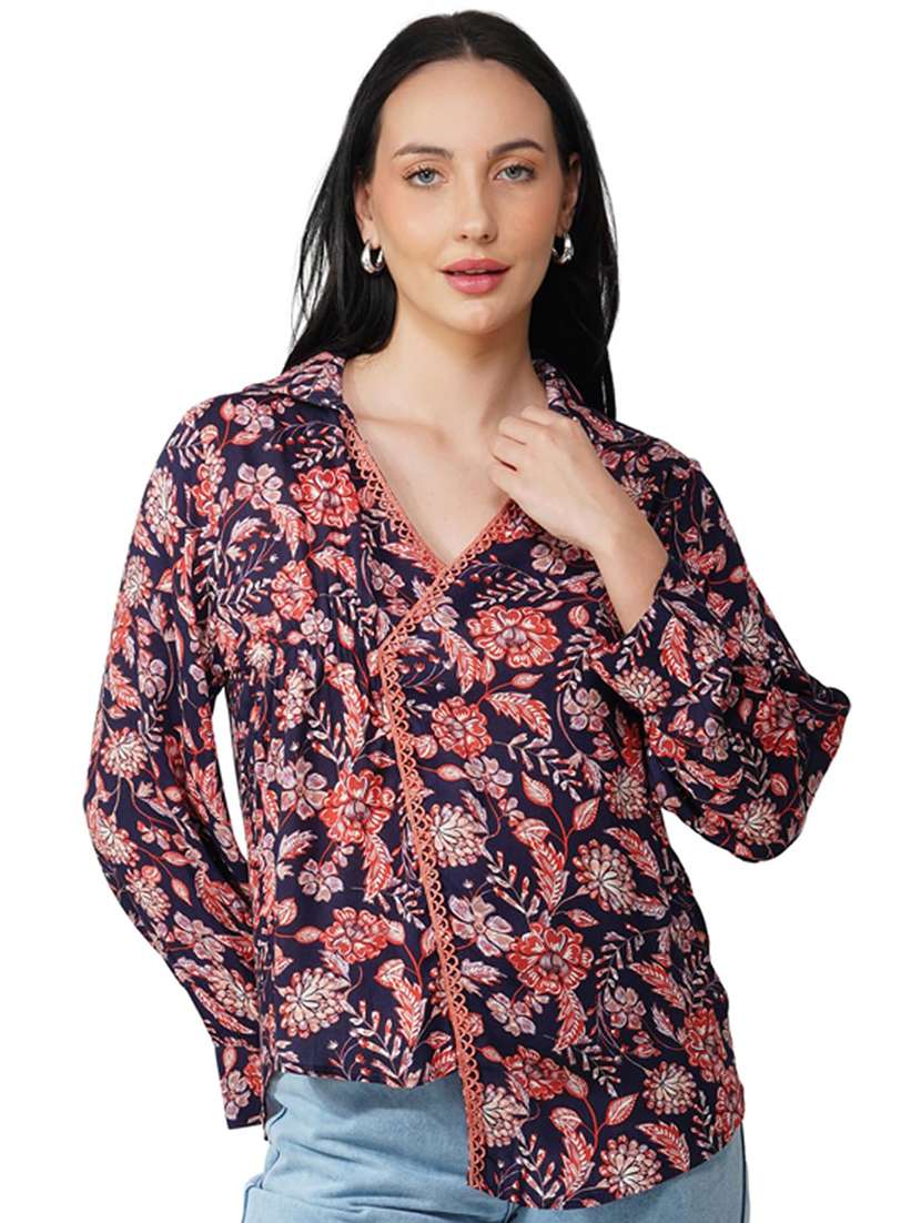 women floral print long sleeve asymmetric top - 21935521 -  Standard Image - 1