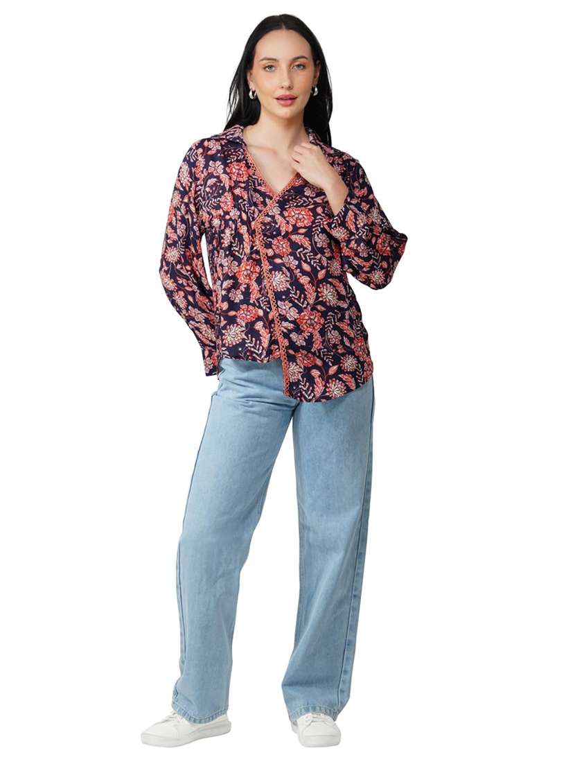 women floral print long sleeve asymmetric top - 21935521 -  Standard Image - 4