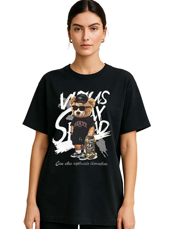 women printed short sleeve oversized t-shirt