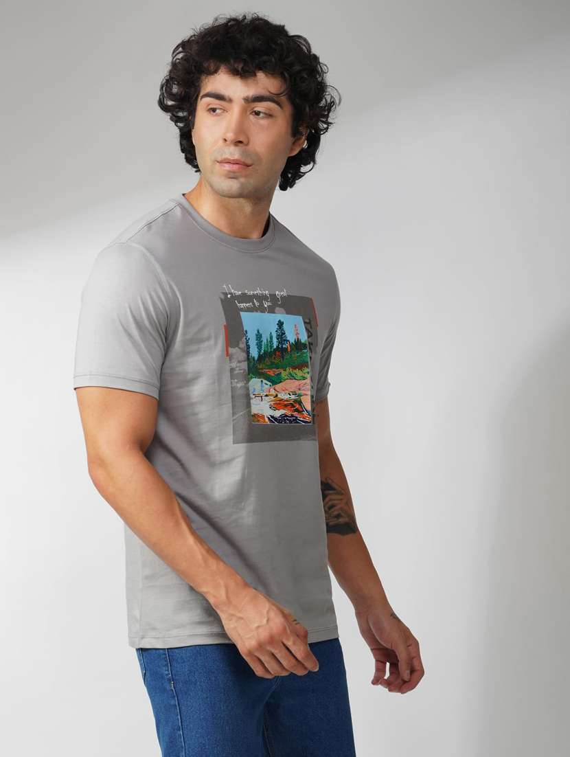 men printed short sleeve regular fit t-shirt - 21935539 -  Standard Image - 1