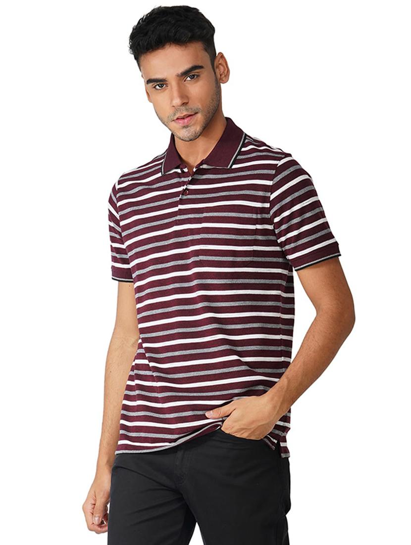 men striped short sleeve regular fit polo t-shirt - 21935575 - Standard Image - 1