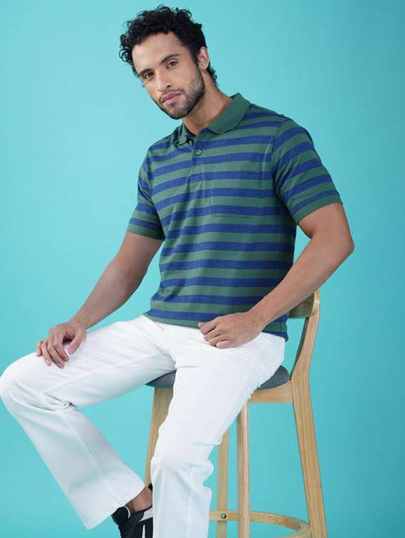 men striped short sleeve regular fit polo t-shirt - 21935576 - Standard Image - 4