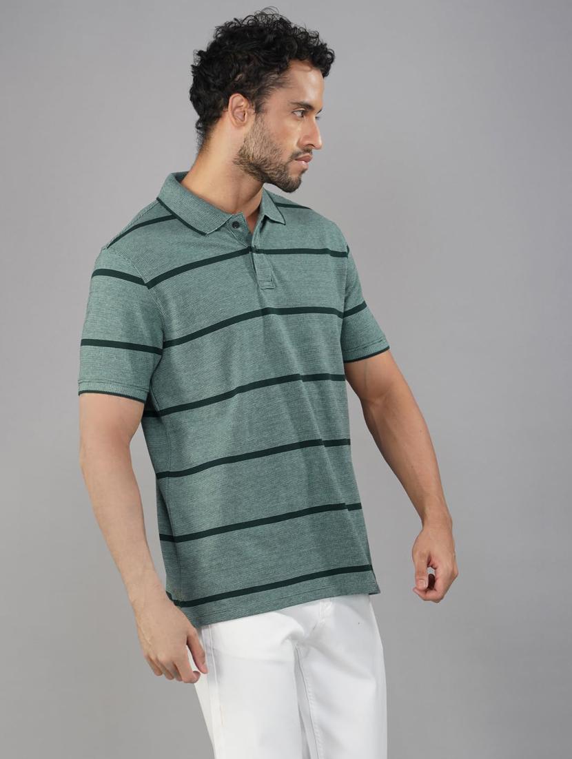 men striped short sleeve regular fit polo t-shirt - 21935577 - Standard Image - 1