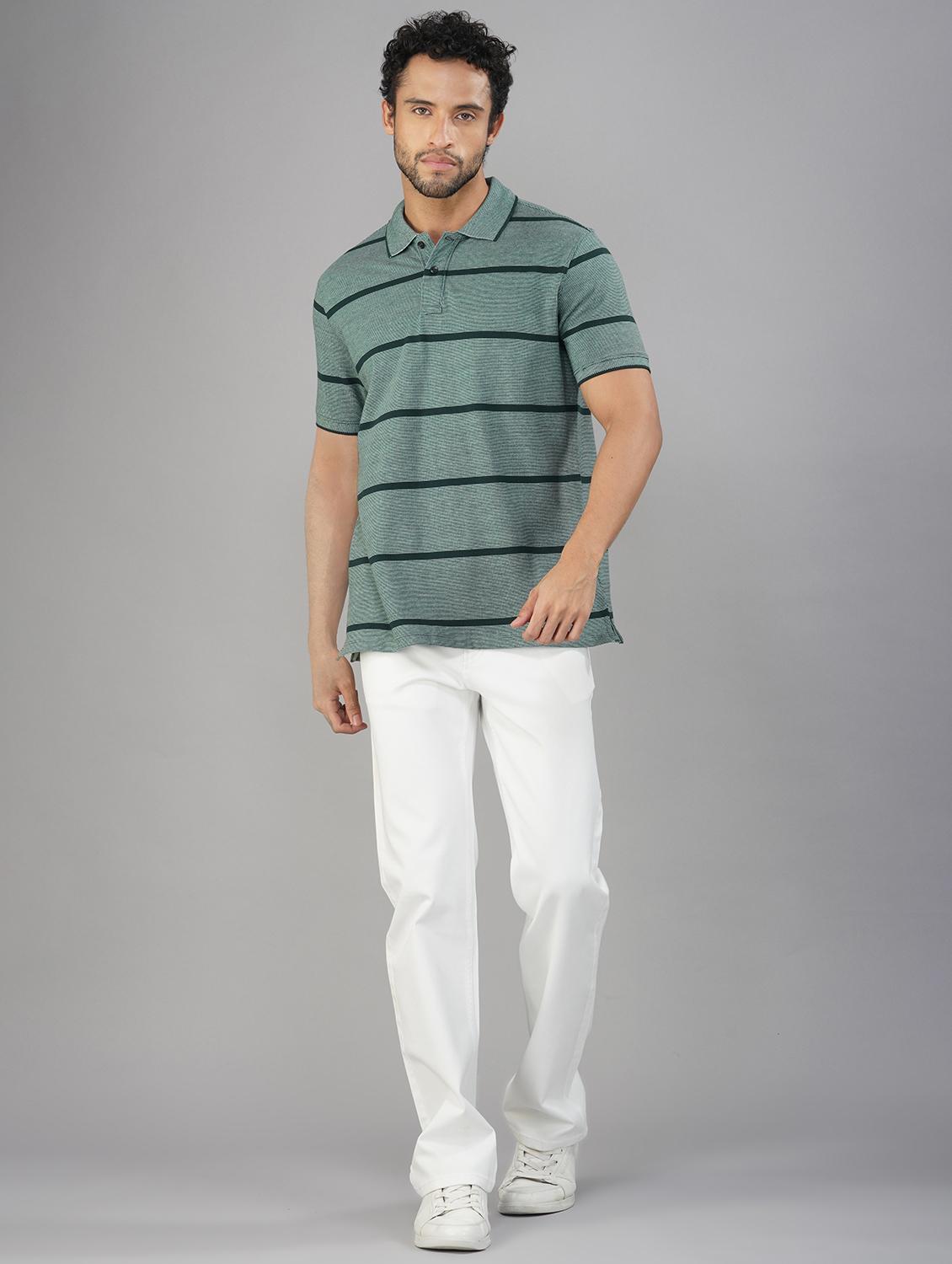 men striped short sleeve regular fit polo t-shirt - 21935577 - Standard Image - 4