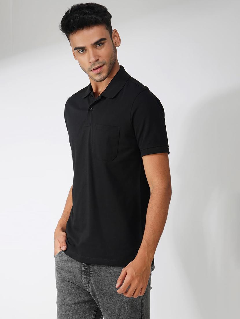 men solid short sleeve regular fit polo t-shirt - 21935581 - Standard Image - 1
