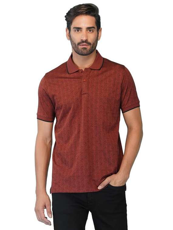 women printed short sleeve regular fit polo t-shirt - 21935597 -  Standard Image - 1