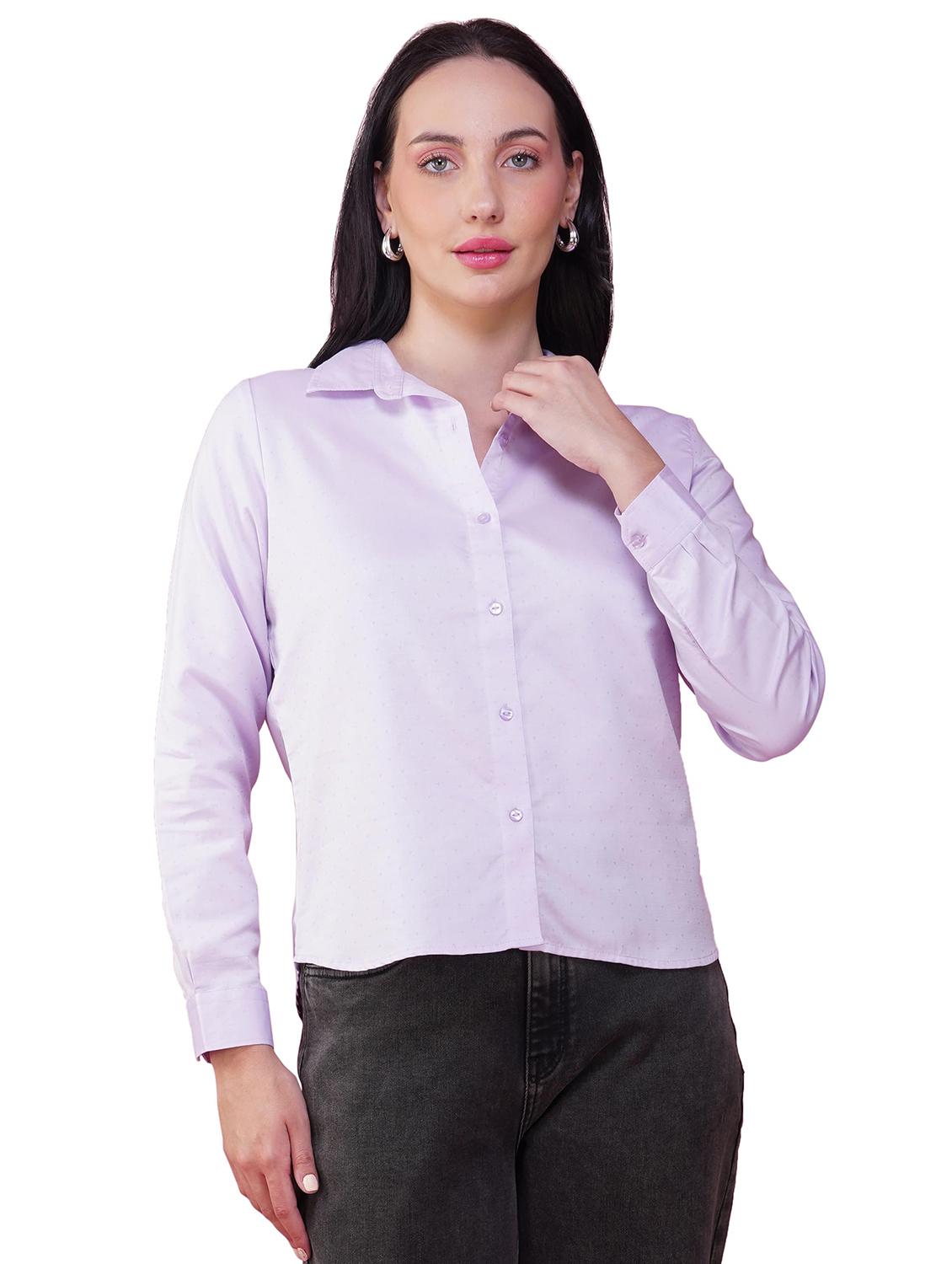 women solid collared long sleeve shirt - 21935598 - Standard Image - 1