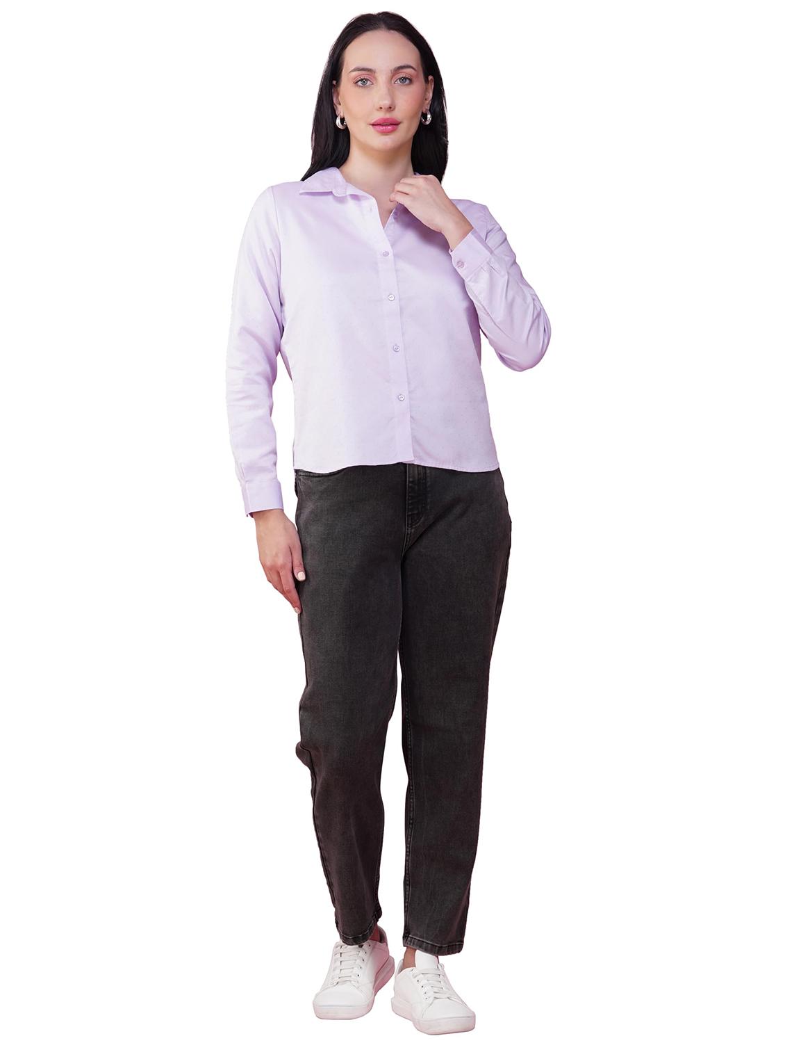 women solid collared long sleeve shirt - 21935598 - Standard Image - 4