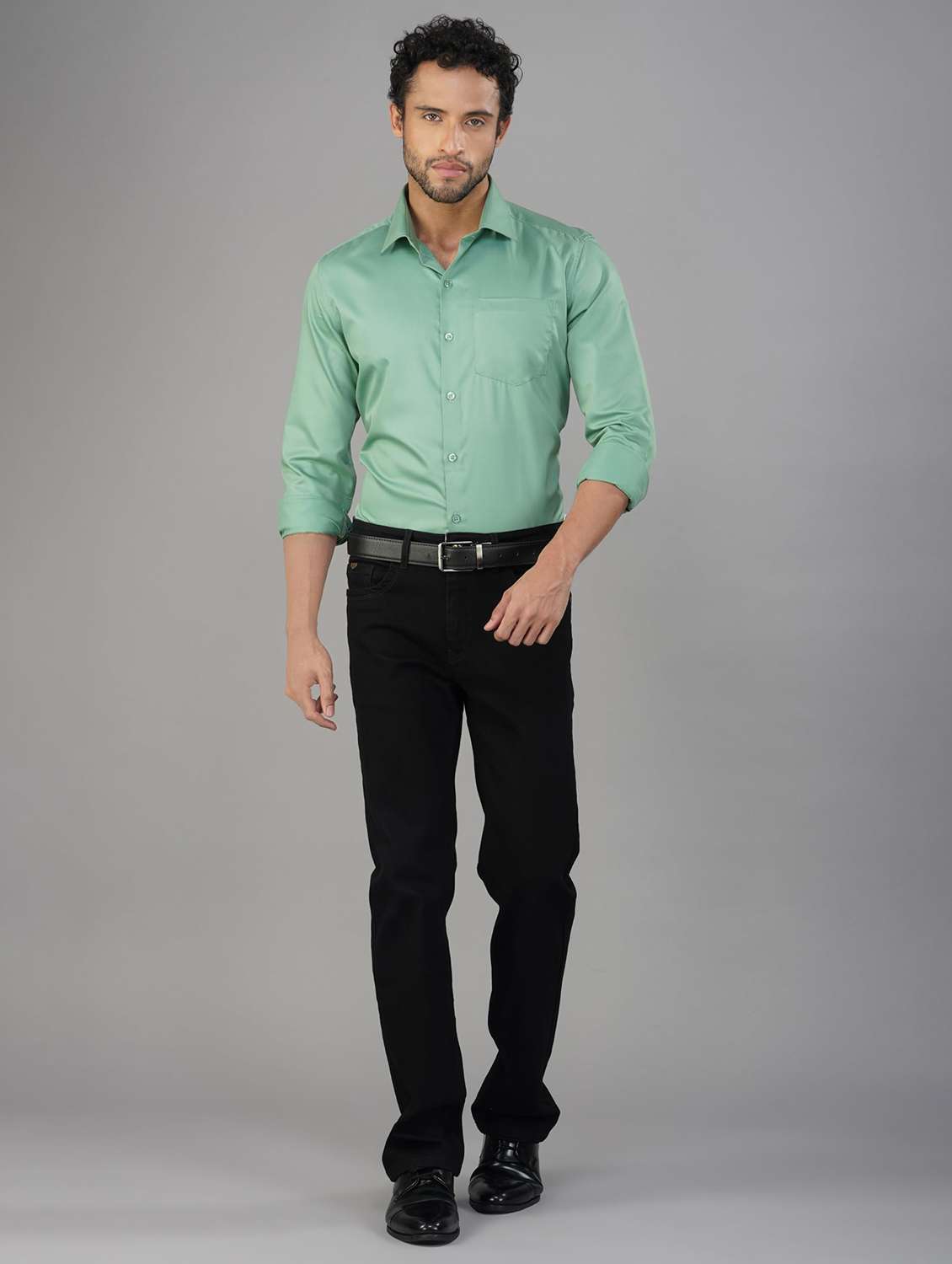 men solid collared long sleeve regular fit shirt - 21935608 -  Standard Image - 4