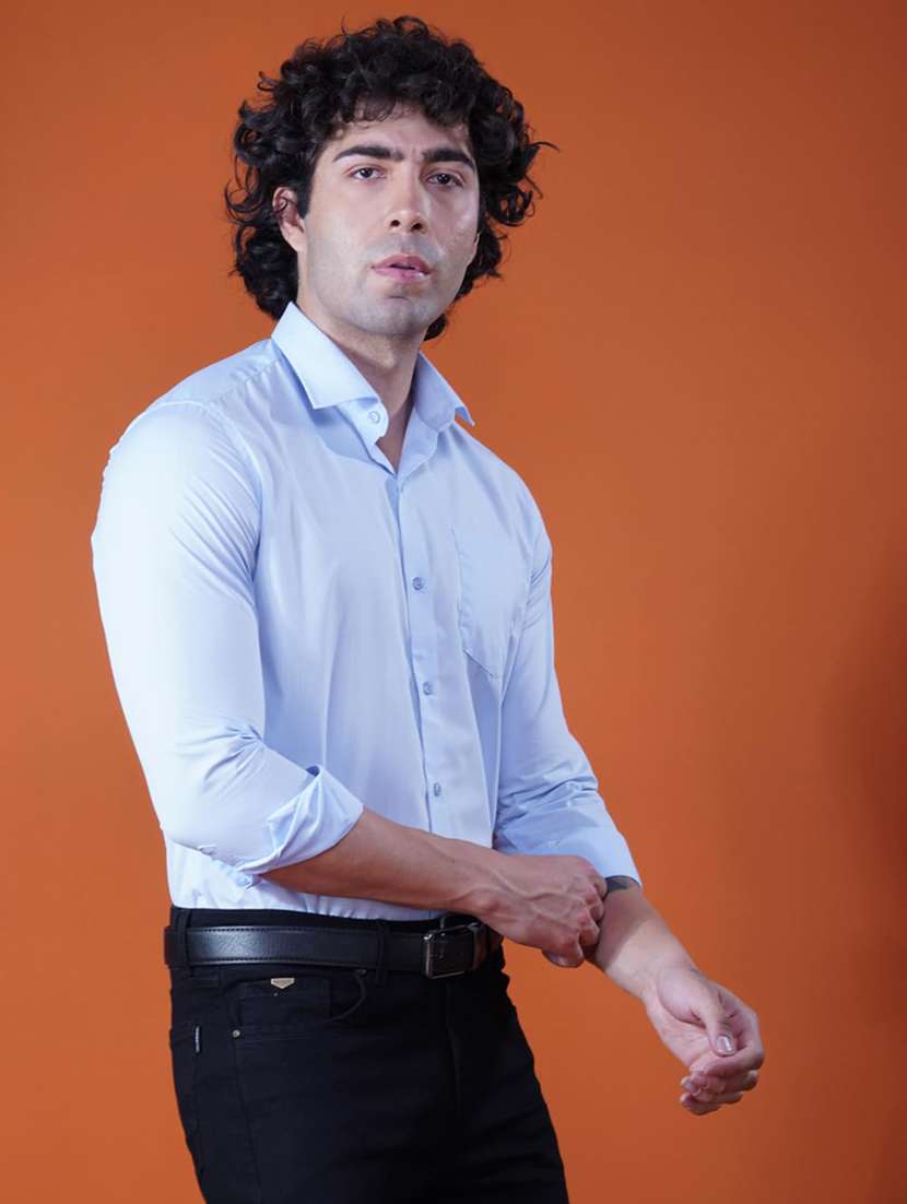 men solid collared long sleeve regular fit shirt - 21935613 -  Standard Image - 1