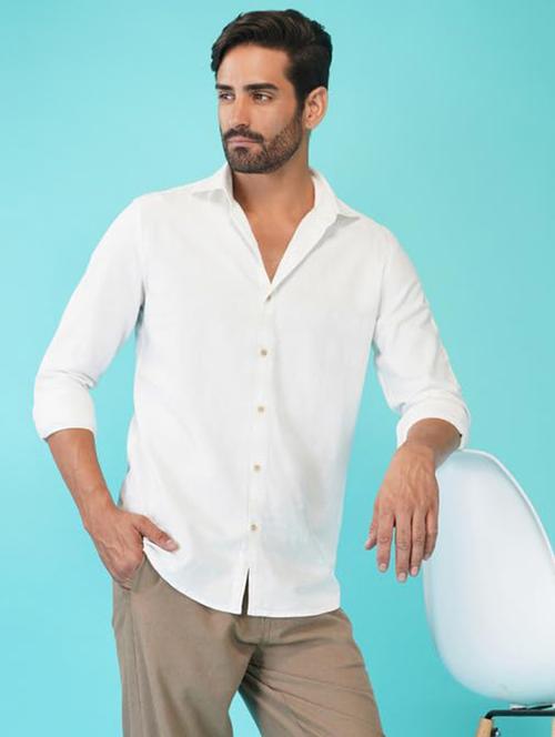 men solid collared long sleeve casual shirt - 21935620 - Standard Image - 0