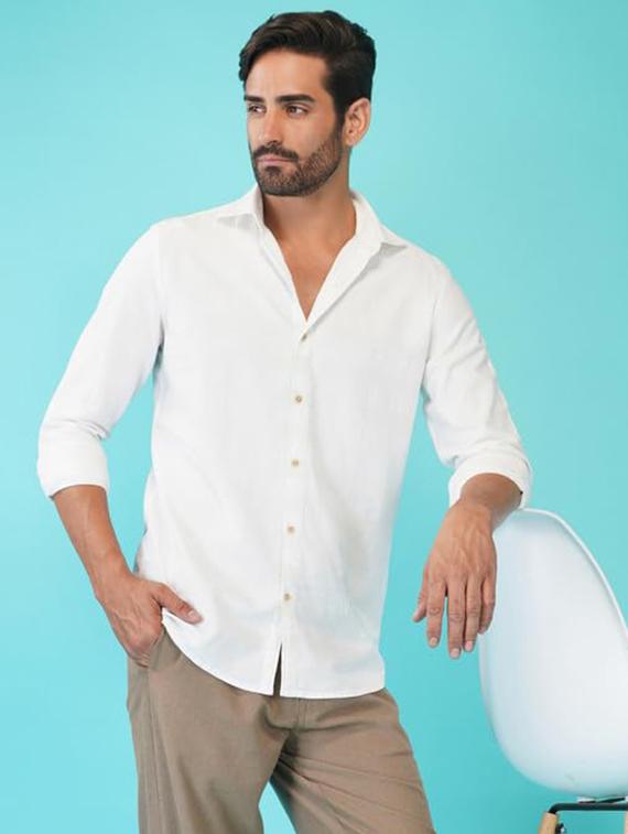 men solid collared long sleeve casual shirt - 21935620 - Zoom Image - 0