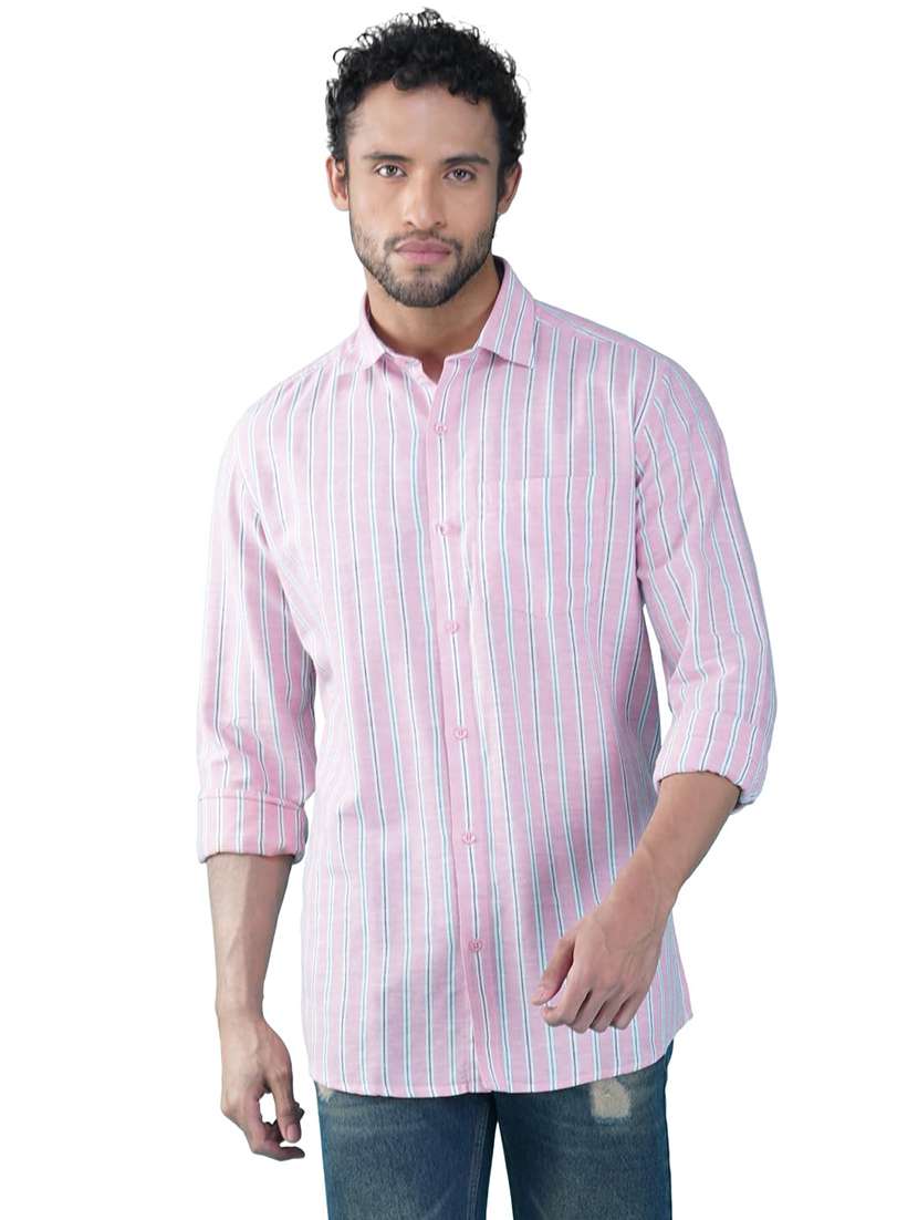 men striped collared long sleeves casual shirt - 21935622 -  Standard Image - 1
