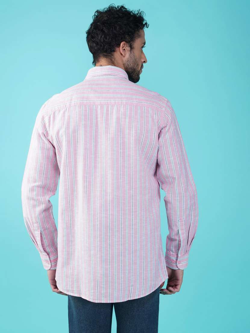 men striped collared long sleeves casual shirt - 21935622 -  Standard Image - 4