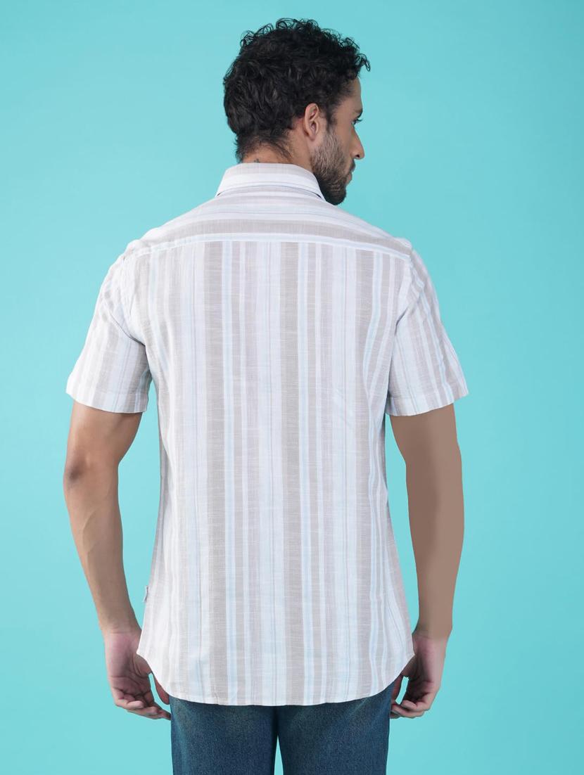 men striped collared short sleeve regular fit shirt - 21935628 - Standard Image - 4
