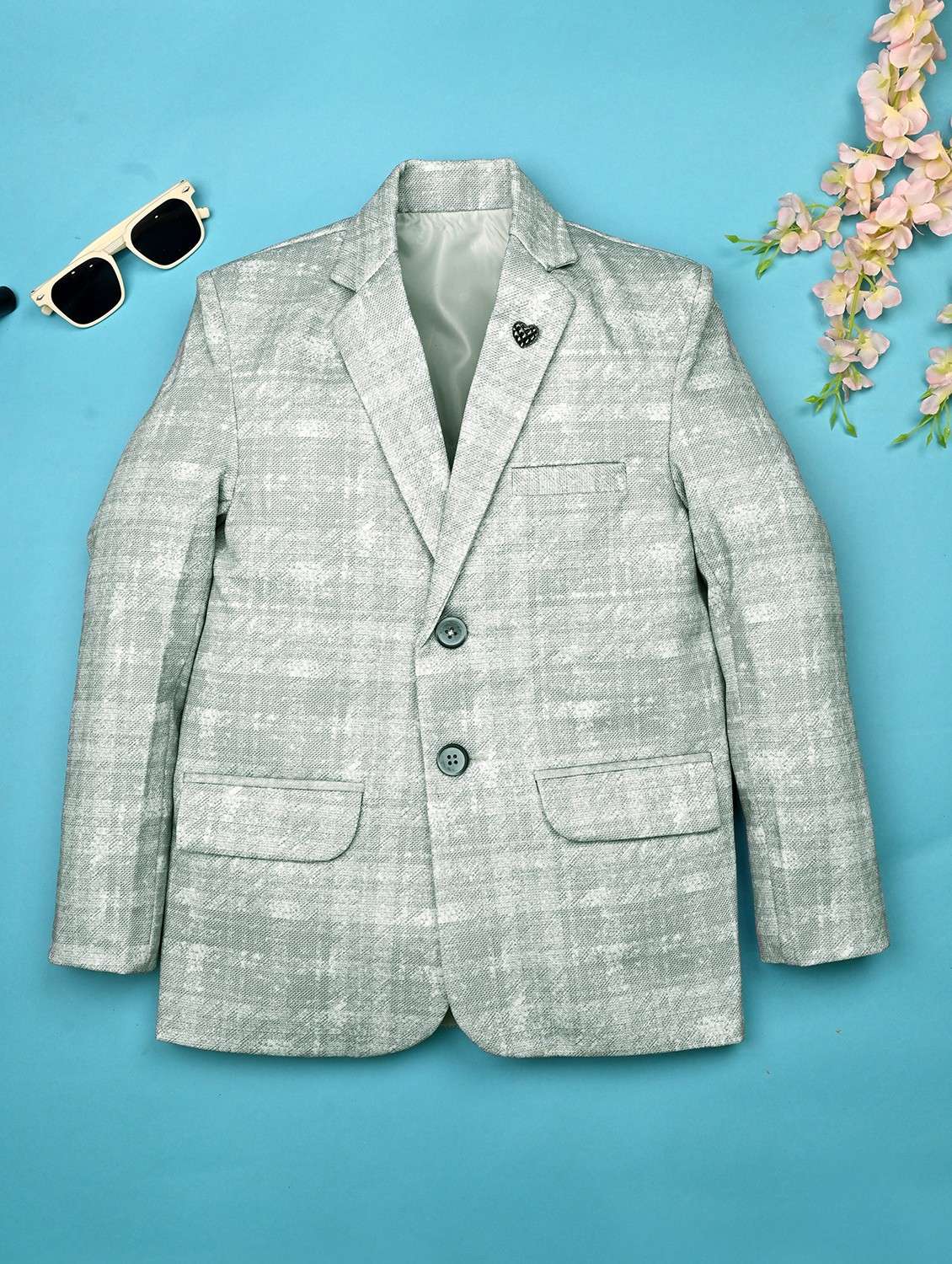boys printed long sleeve casual blazer