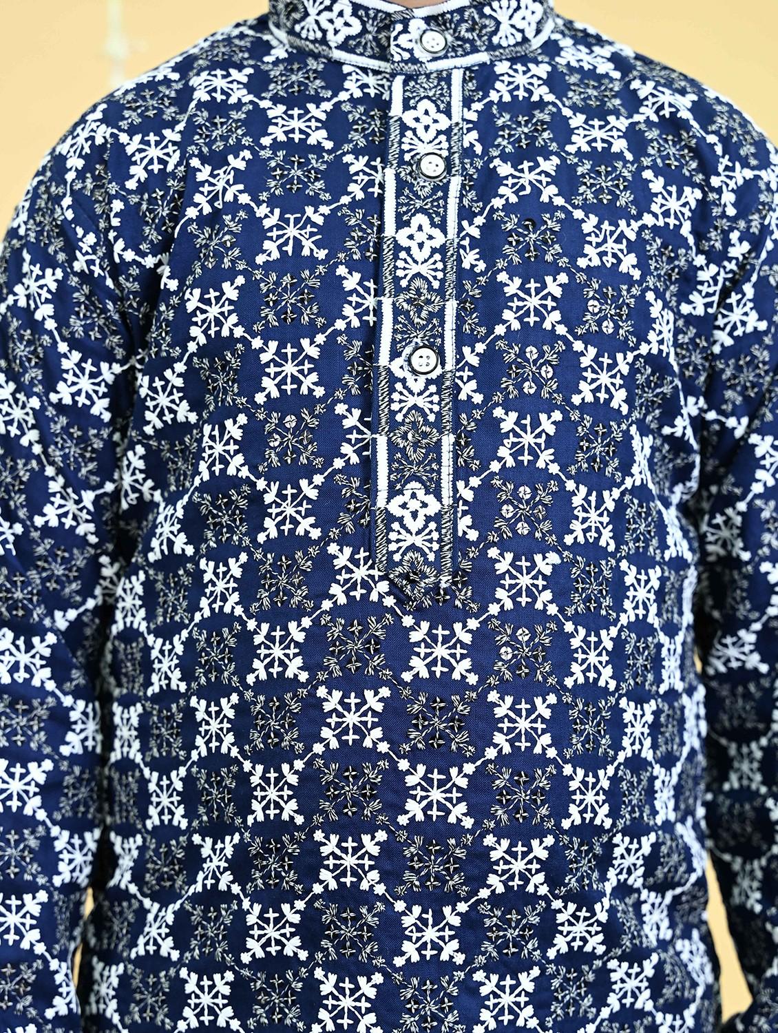 boys embroidered kurta and pyjama set - 21935661 - Standard Image - 4