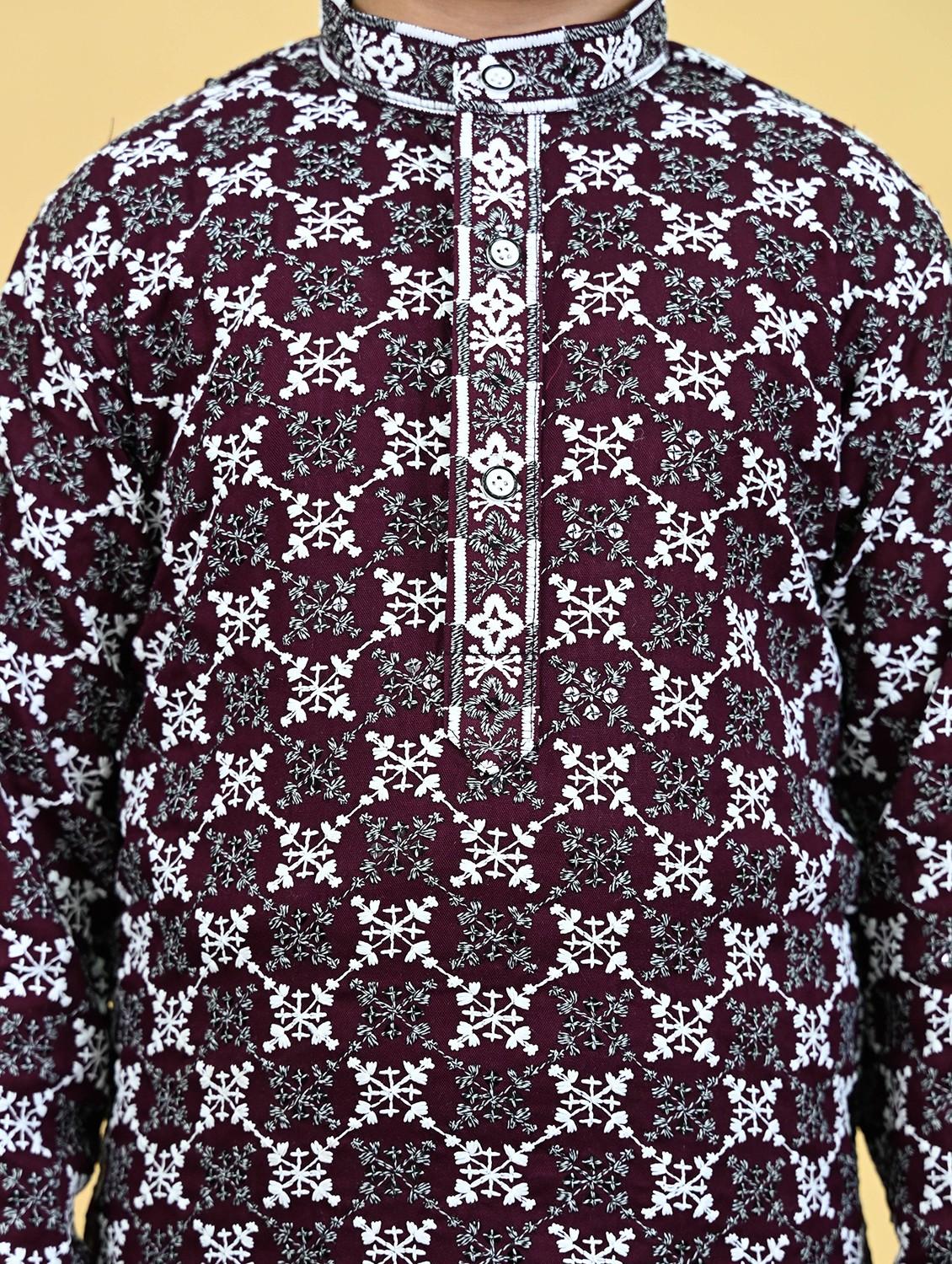 boys embroidered kurta and pyjama set - 21935662 - Standard Image - 4