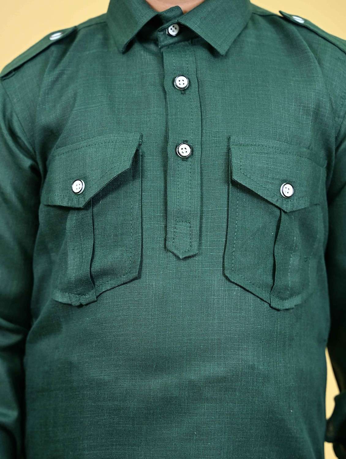 boys solid long sleeve kurta and pyjama set - 21935664 -  Standard Image - 4