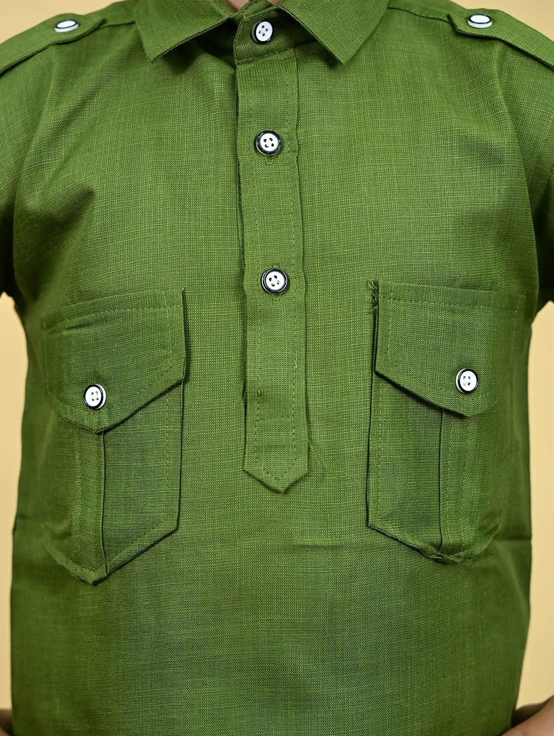 boys solid long sleeve kurta and pyjama set - 21935666 - Standard Image - 4