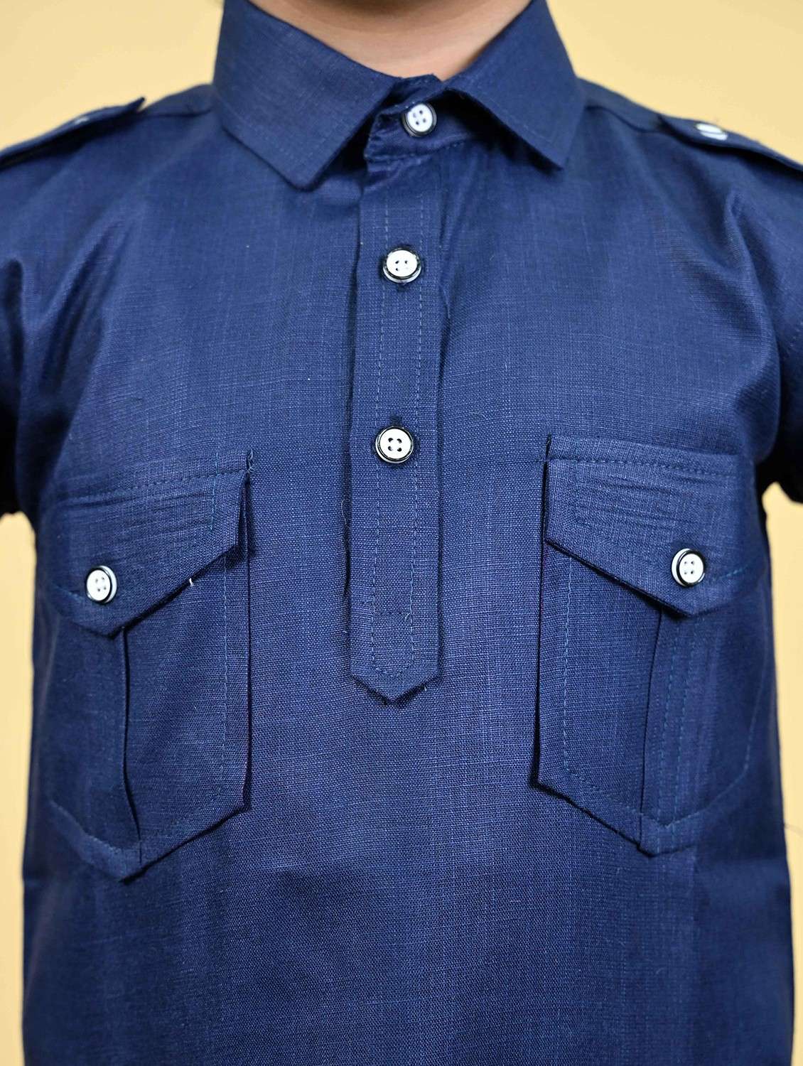 boys solid long sleeve kurta and pyjama set - 21935667 -  Standard Image - 4