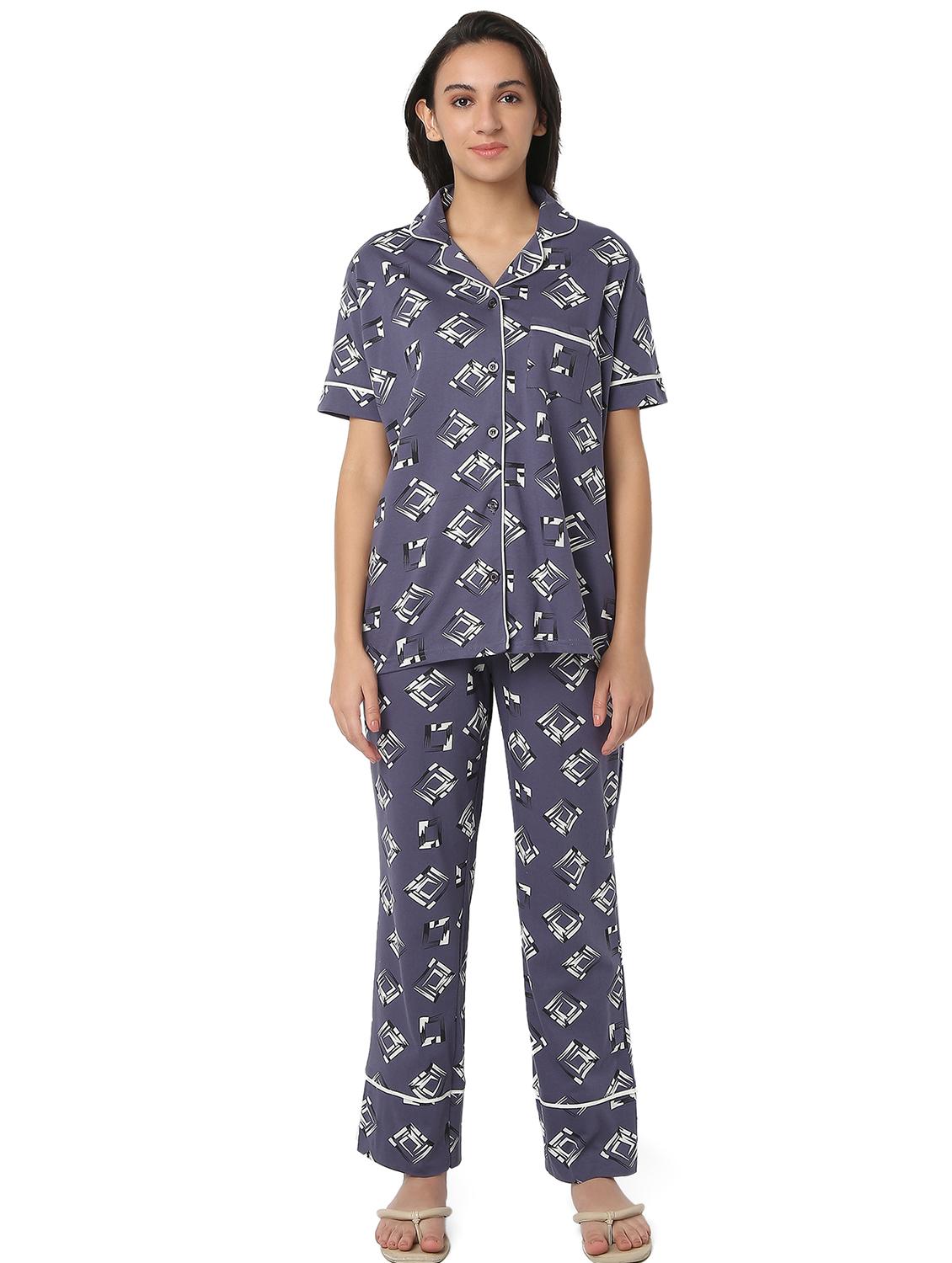 women printed nightwear pyjama set - 21935688 - Standard Image - 1